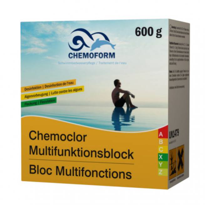 Chlor Multifunktionsblock 600 g, langsamlöslich organisch