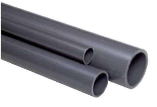 PVC Rohr PN 10 - da 40, da 50, da 63 und da 50 in schwarz - Lieferlänge 2 m