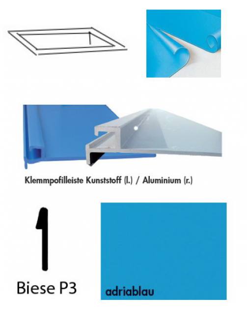 Schwimmbadfolie Rechteckbecken - 1,50 m tief, Folienstärke 1,0 mm